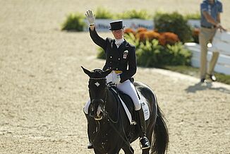 Dressage rider Nathalie zu Sayn-Wittgenstein at a competition