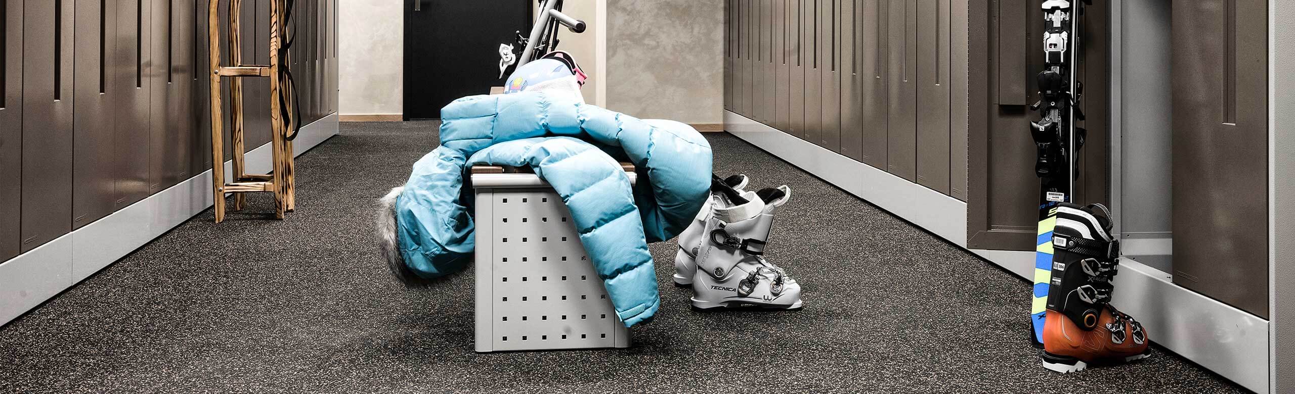 hotels flooring, winter sports equipment changing area