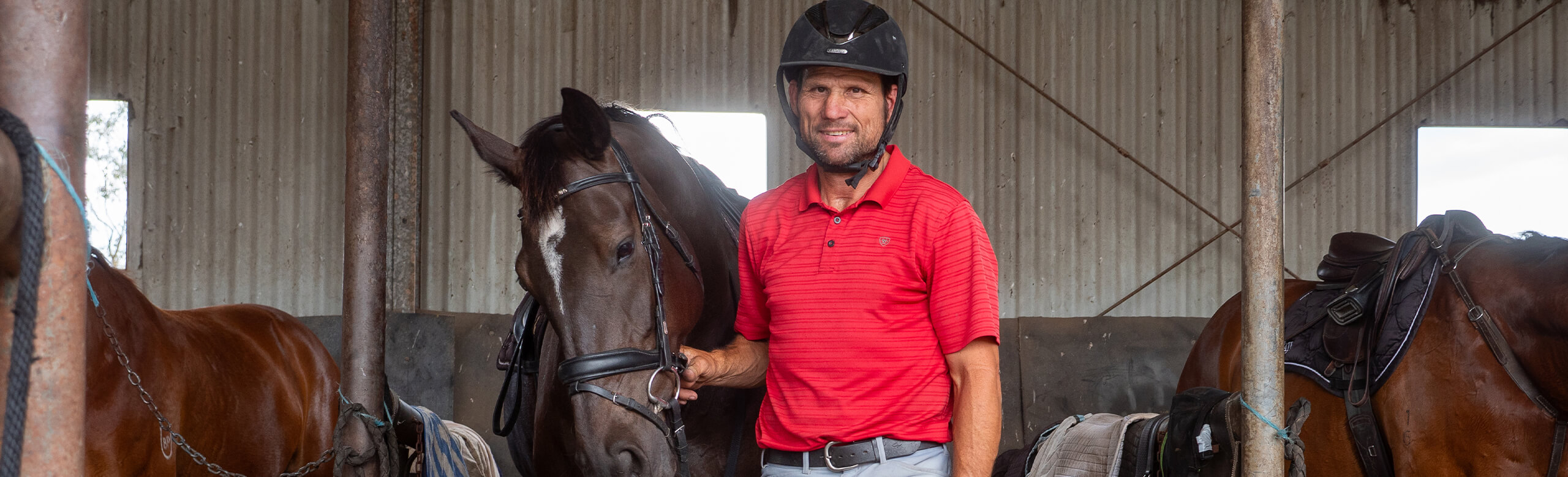 Three-Time olympic equestrian athlete Shane Rose with his horse